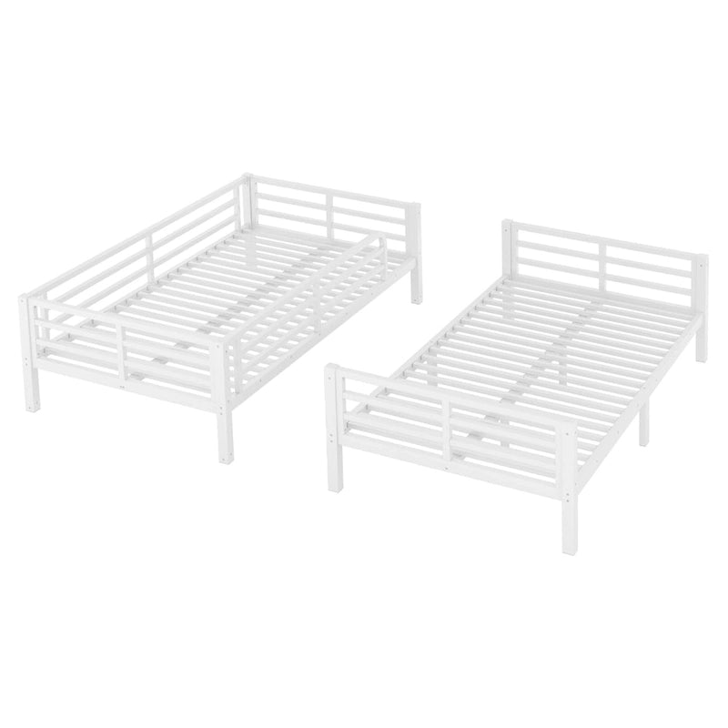 Metal Twin XL over Twin XL Bunk Bed, White, No Box Spring Needed