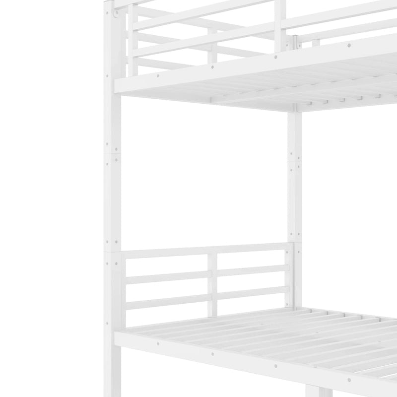 Metal Twin XL over Twin XL Bunk Bed, White, No Box Spring Needed