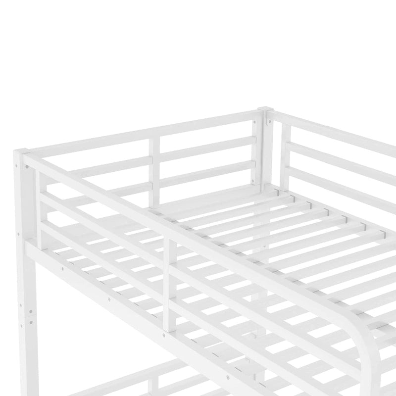 Metal Twin XL over Twin XL Bunk Bed, White, No Box Spring Needed