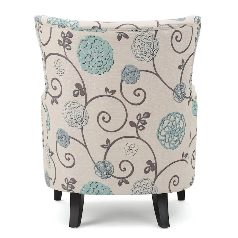 High Back Upholstered Armchair with Wood Legs for Living Room