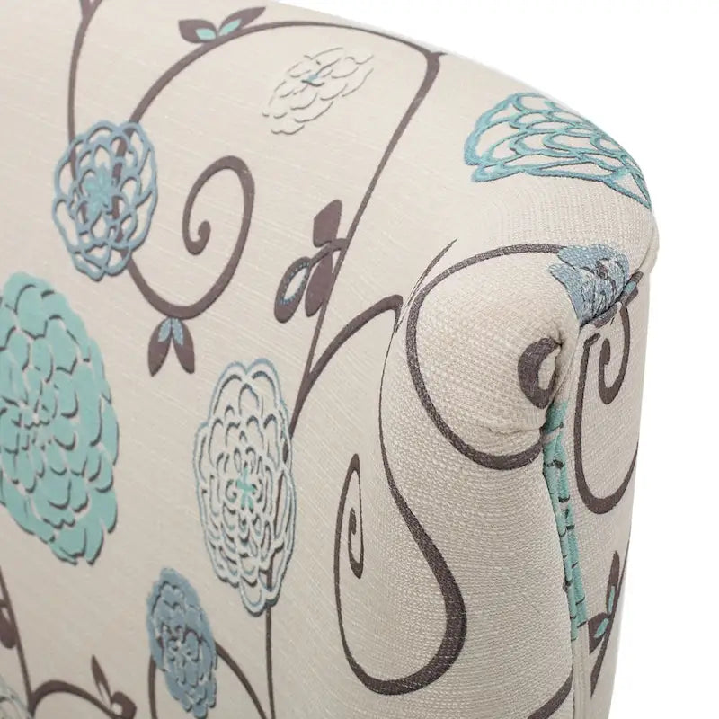 High Back Upholstered Armchair with Wood Legs for Living Room