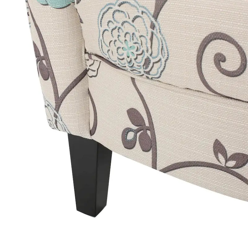 High Back Upholstered Armchair with Wood Legs for Living Room