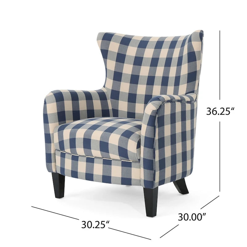 High Back Upholstered Armchair with Wood Legs for Living Room