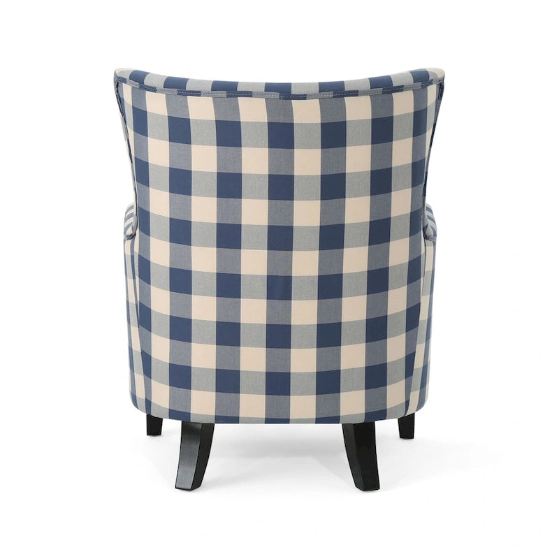 High Back Upholstered Armchair with Wood Legs for Living Room