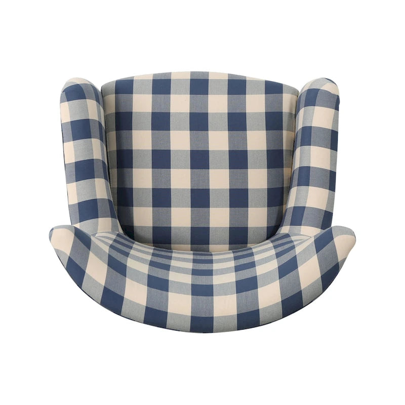High Back Upholstered Armchair with Wood Legs for Living Room