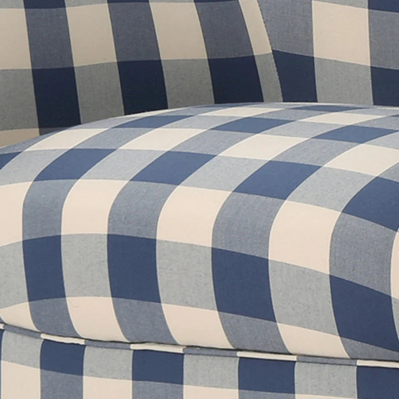 High Back Upholstered Armchair with Wood Legs for Living Room