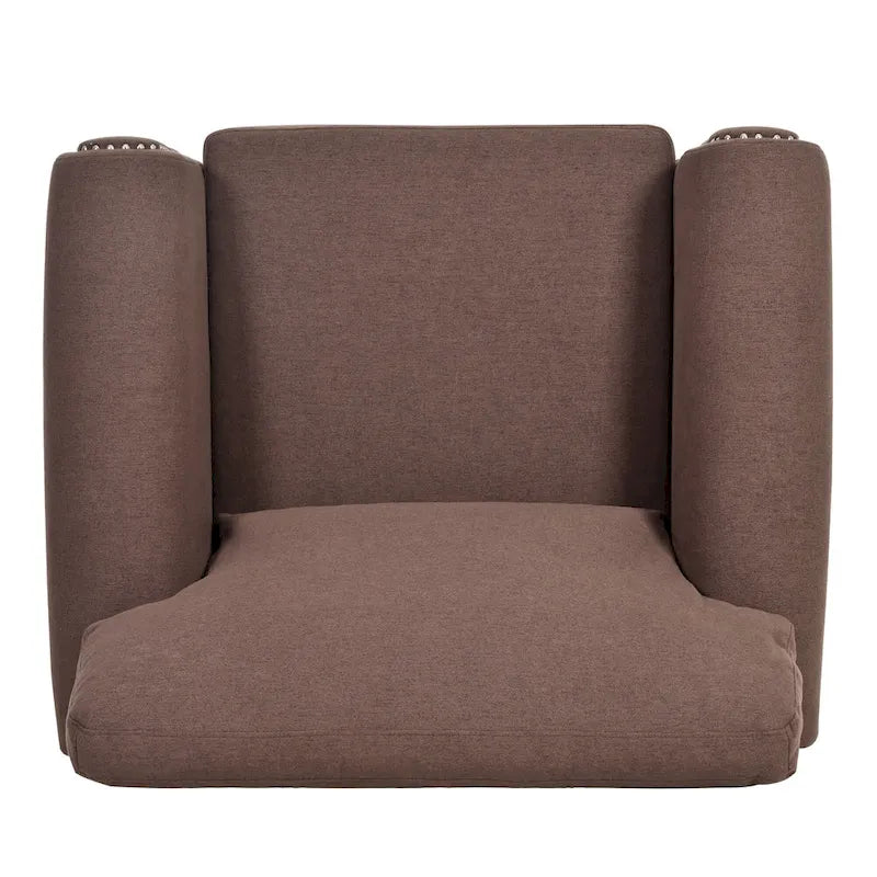 Brown Modern 37.4 Upholstered Accent Chair with Solid Wood Frame and Nailheads for Living Room