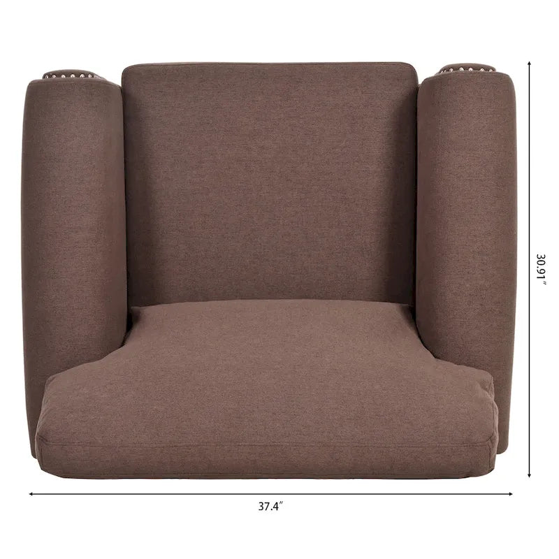 Brown Modern 37.4 Upholstered Accent Chair with Solid Wood Frame and Nailheads for Living Room