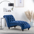 Button-Tufted Chaise Lounge Chair with Nail Head Trim, Blue