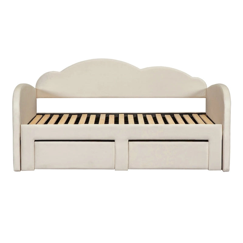 Twin Velvet Daybed with Trundle, 2 Drawers, and USB Port