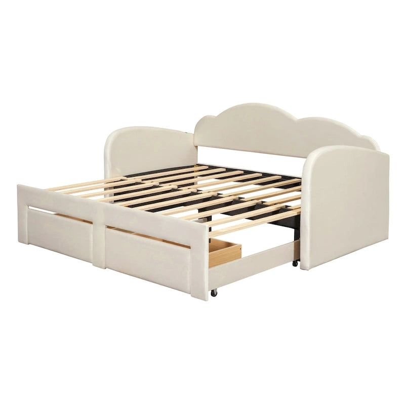 Twin Velvet Daybed with Trundle, 2 Drawers, and USB Port