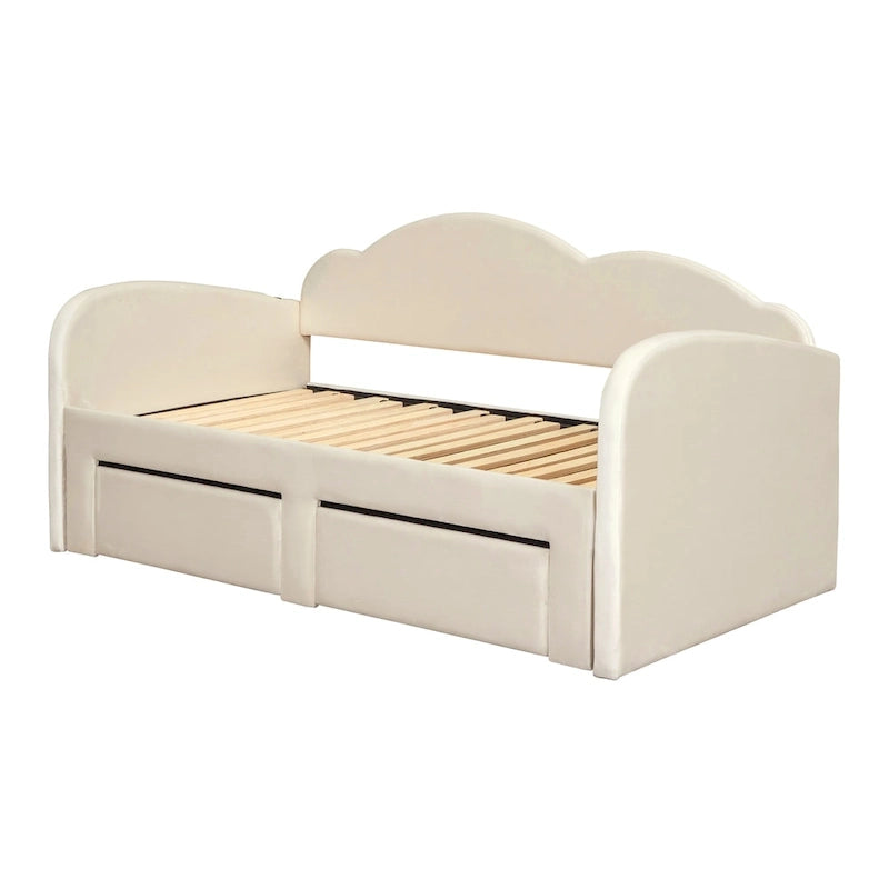 Twin Velvet Daybed with Trundle, 2 Drawers, and USB Port