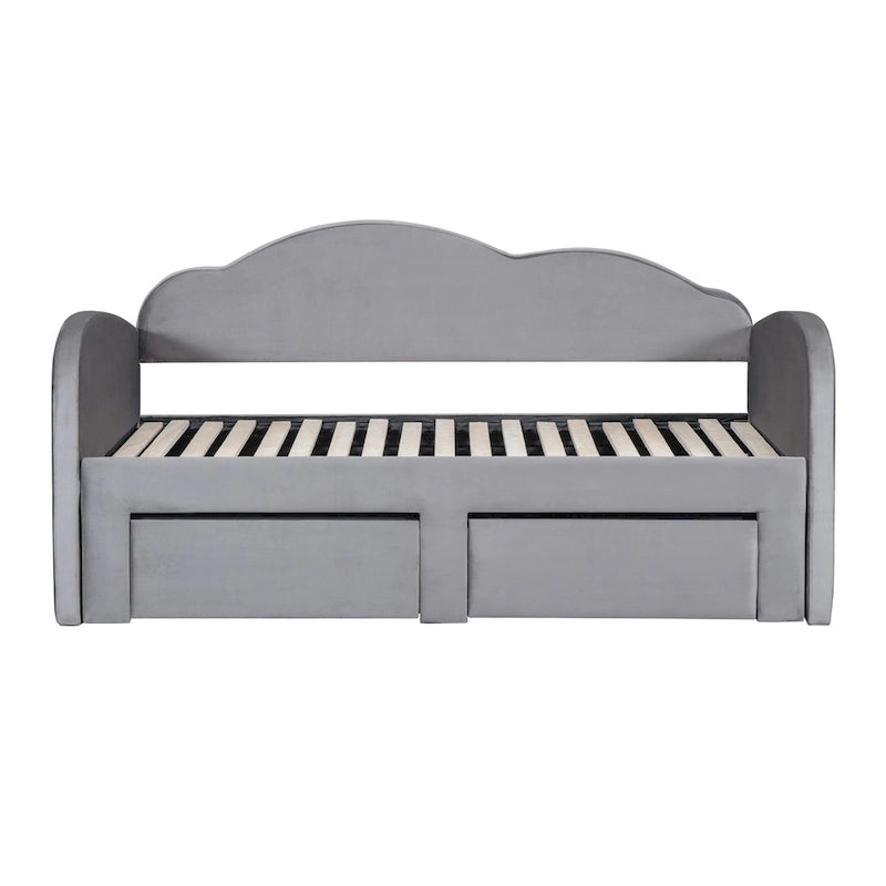 Twin Velvet Daybed with Trundle, 2 Drawers, and USB Port