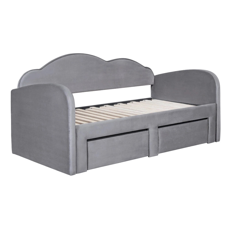 Twin Velvet Daybed with Trundle, 2 Drawers, and USB Port