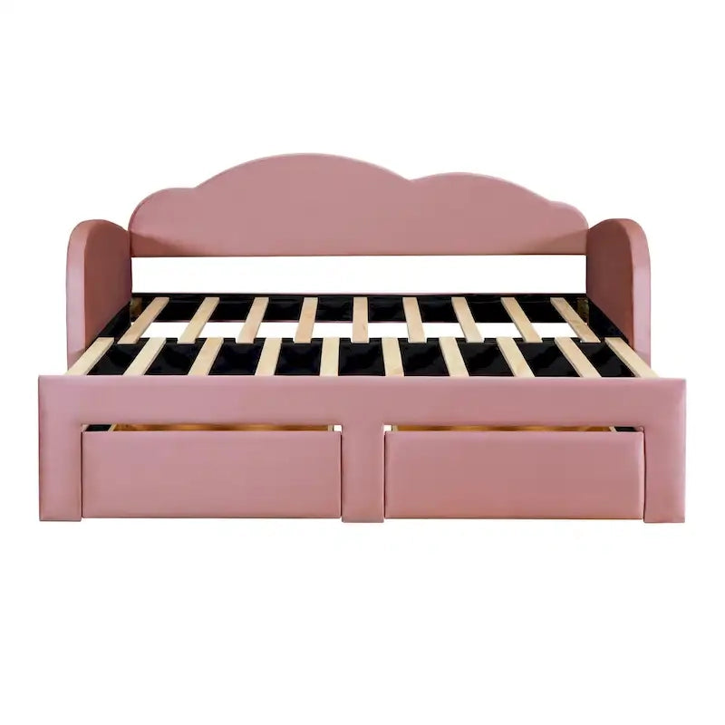 Twin Velvet Daybed with Trundle, 2 Drawers, and USB Port