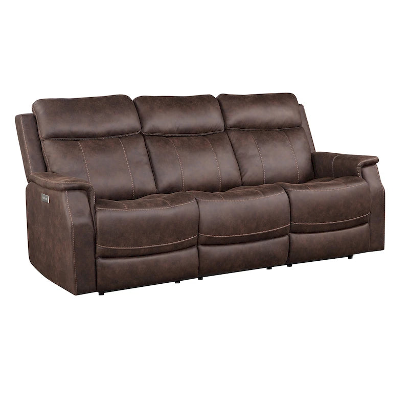 Faux Leather Power Reclining Sofa with USB Port and Power Headrest