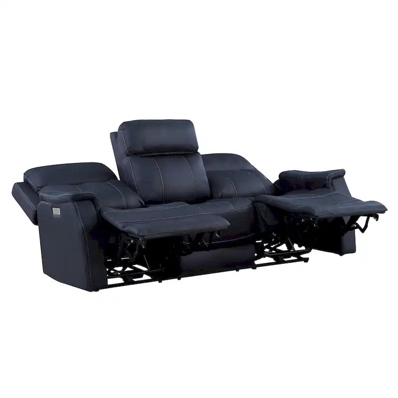 Faux Leather Power Reclining Sofa with USB Port and Power Headrest