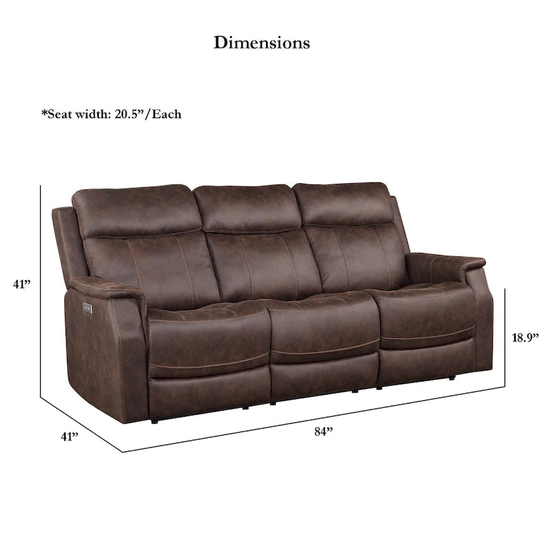 Faux Leather Power Reclining Sofa with USB Port and Power Headrest