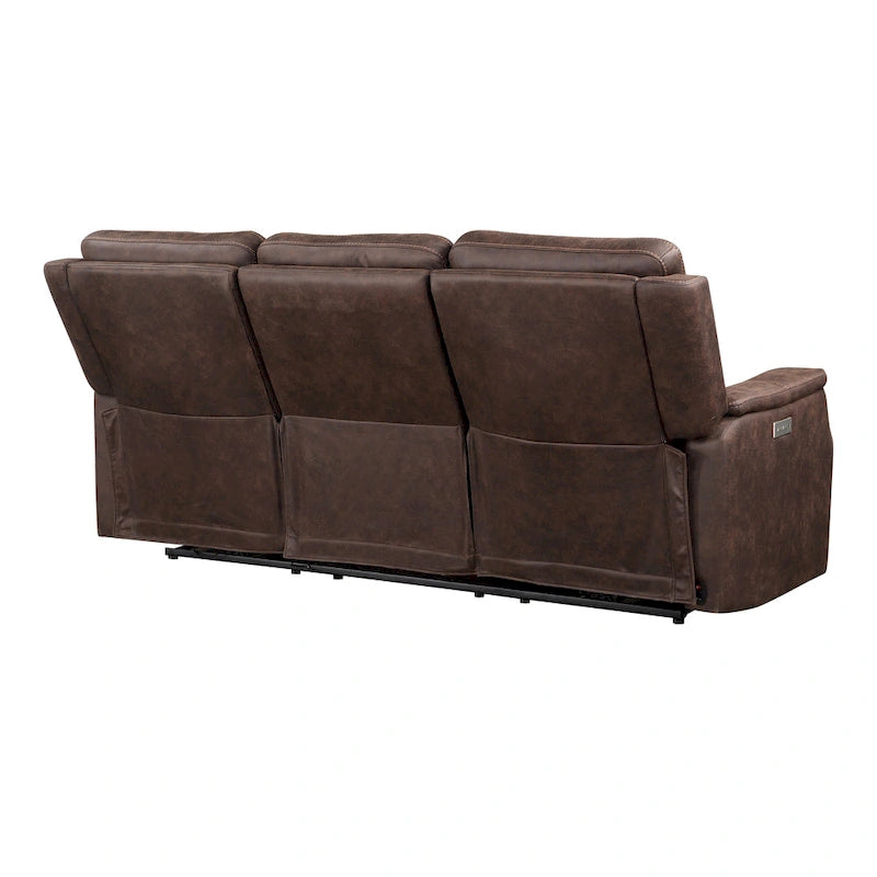 Faux Leather Power Reclining Sofa with USB Port and Power Headrest