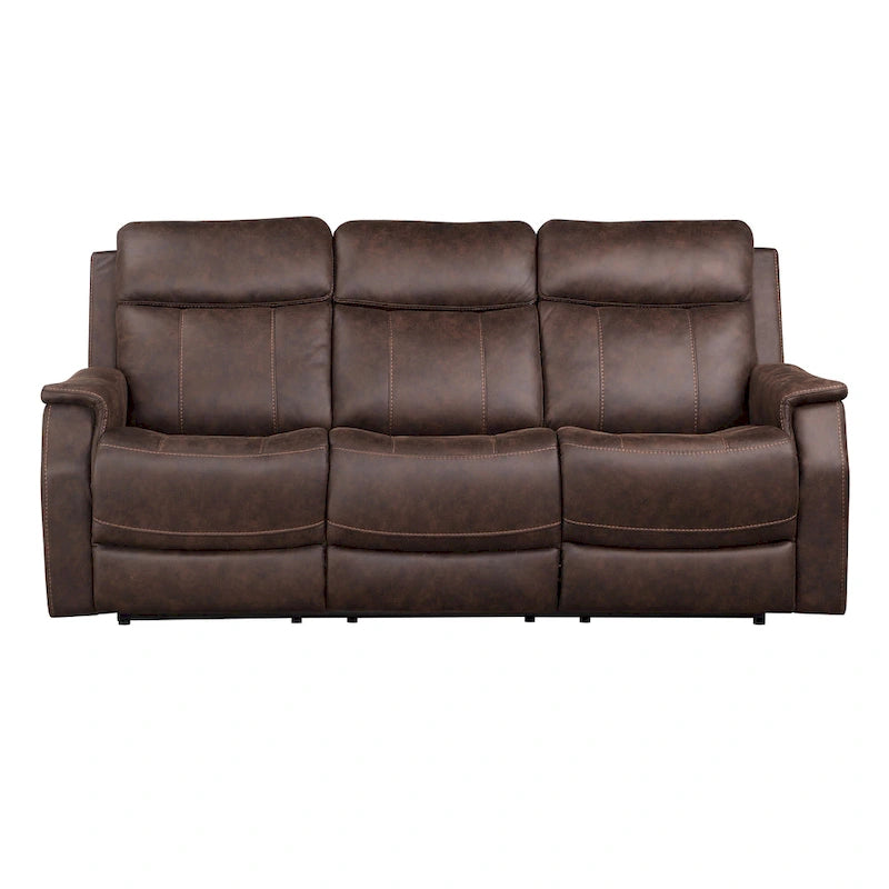 Faux Leather Power Reclining Sofa with USB Port and Power Headrest