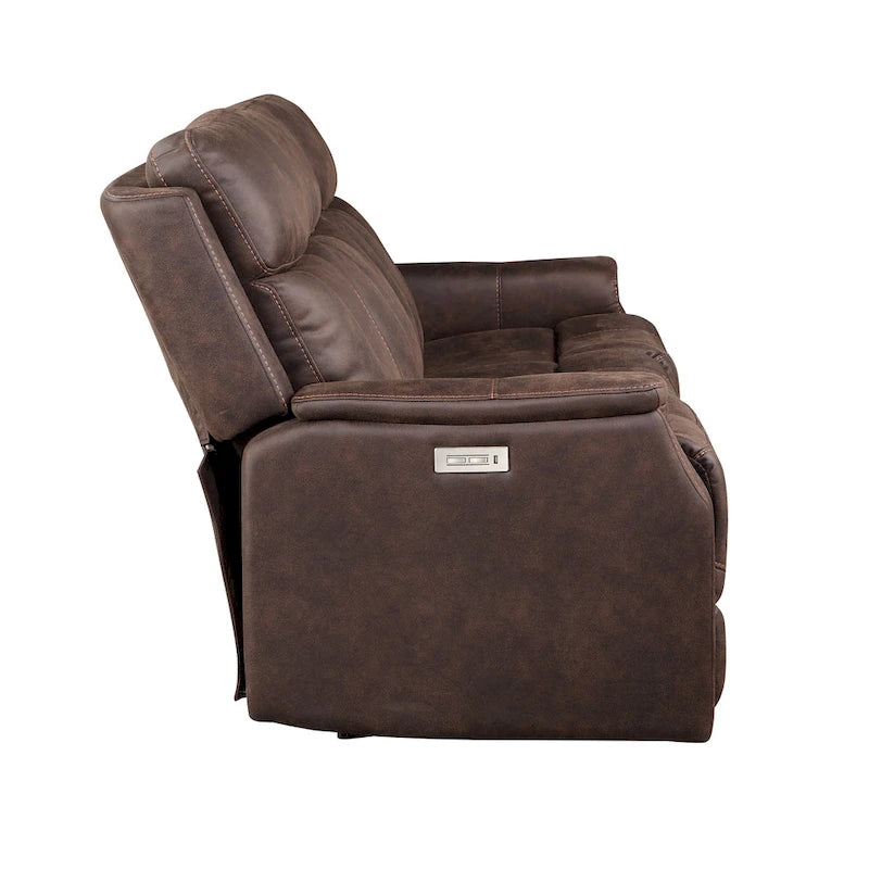 Faux Leather Power Reclining Sofa with USB Port and Power Headrest