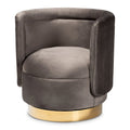 Velvet Swivel Accent Chair with Gold Base, Barrel Style