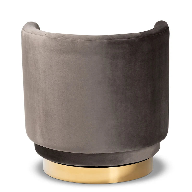 Velvet Swivel Accent Chair with Gold Base, Barrel Style