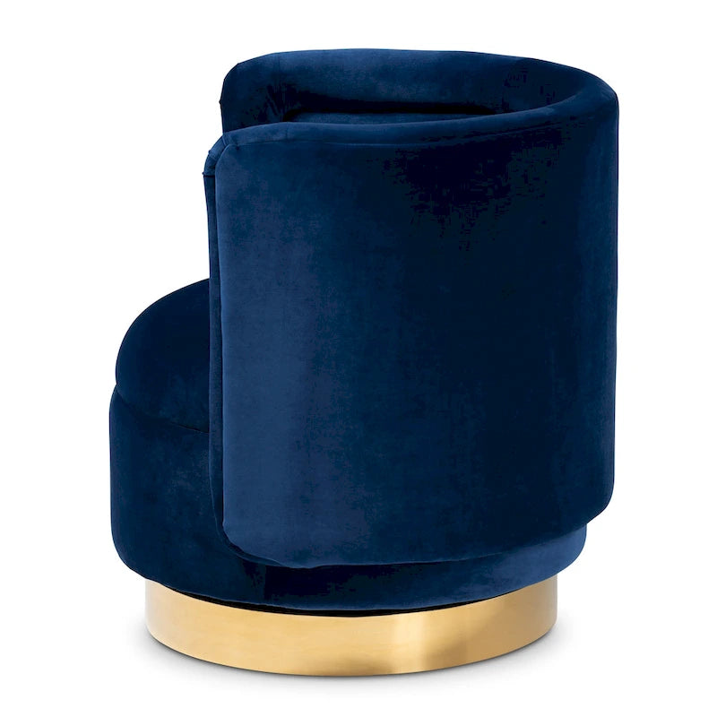 Velvet Swivel Accent Chair with Gold Base, Barrel Style