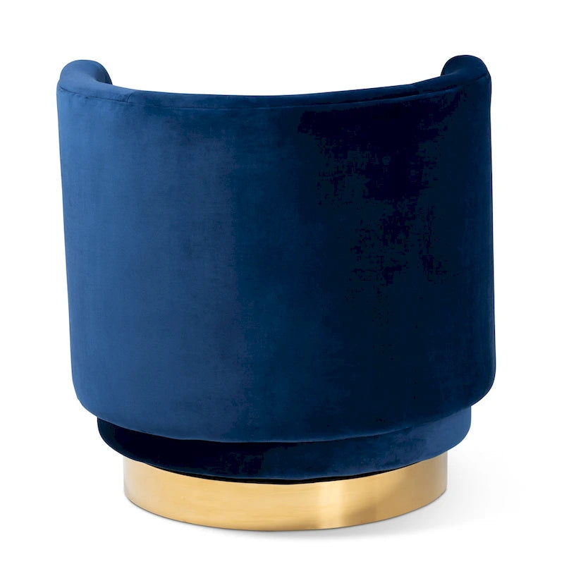 Velvet Swivel Accent Chair with Gold Base, Barrel Style