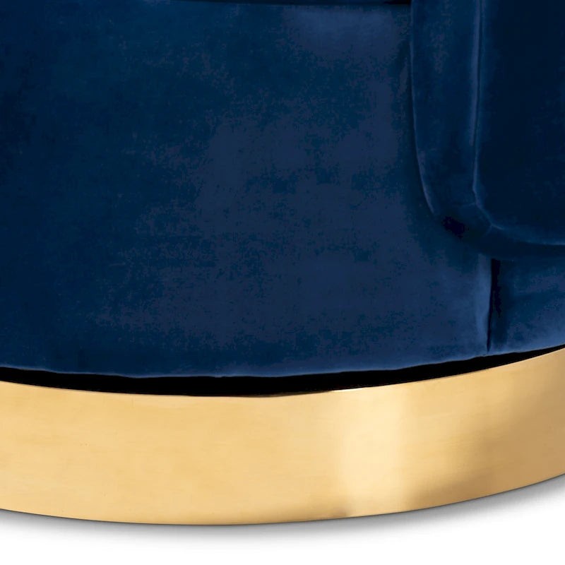 Velvet Swivel Accent Chair with Gold Base, Barrel Style