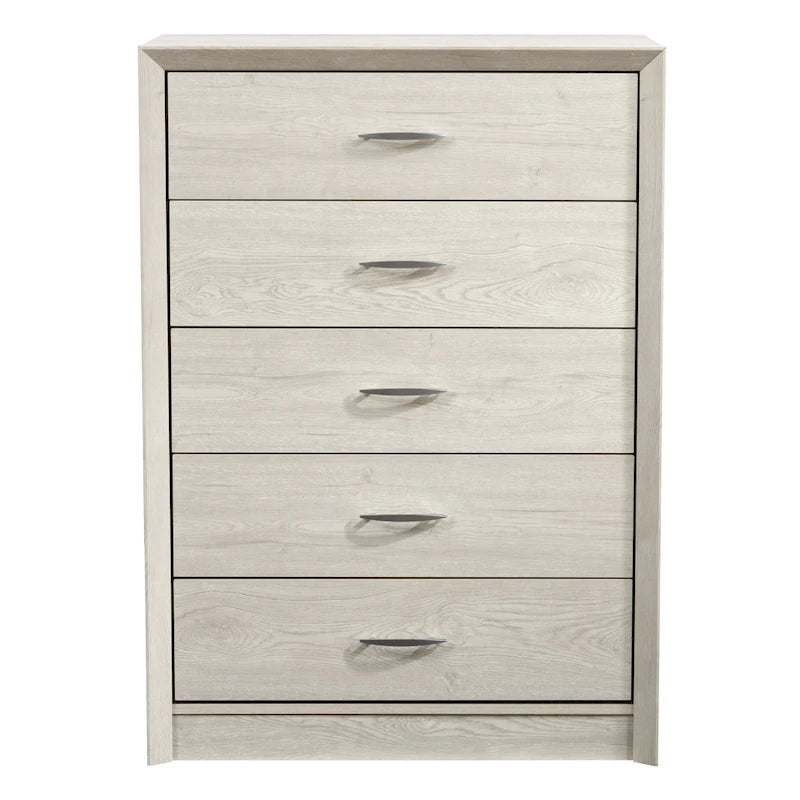 5-Drawer Tall Dresser, Mid-Century Modern Style with Metal Handles