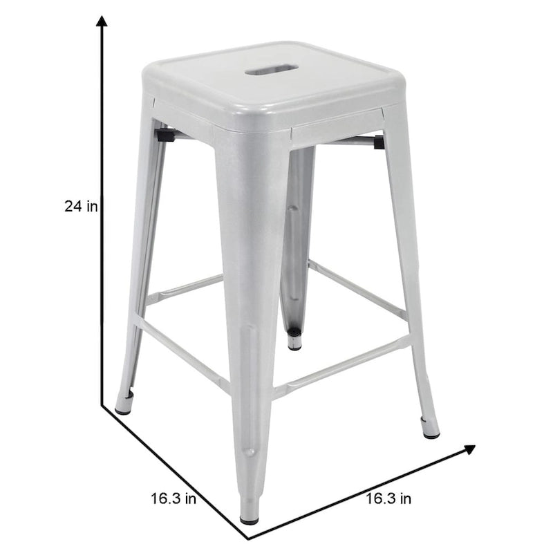 Metal Counter Stools for Indoor and Outdoor Use, Rust-Proof, Set of 4