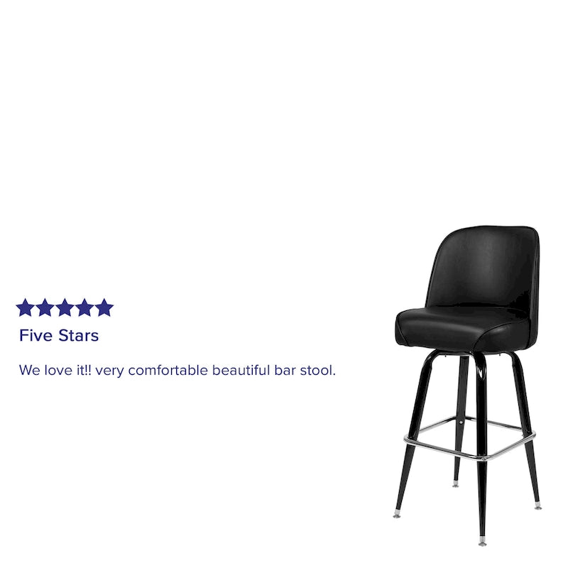 Metal Swivel Bar Stool with Vinyl Seat and Footrest, Set of 2
