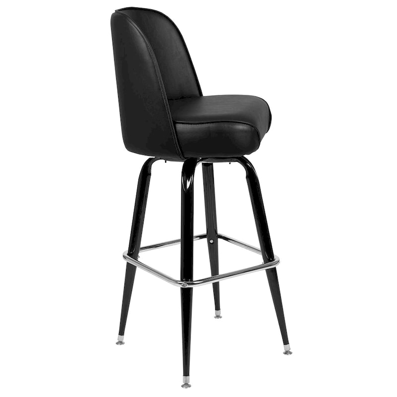 Metal Swivel Bar Stool with Vinyl Seat and Footrest, Set of 2
