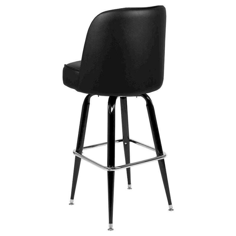 Metal Swivel Bar Stool with Vinyl Seat and Footrest, Set of 2