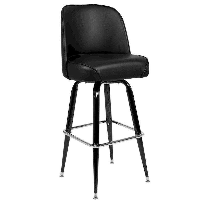 Metal Swivel Bar Stool with Vinyl Seat and Footrest, Set of 2
