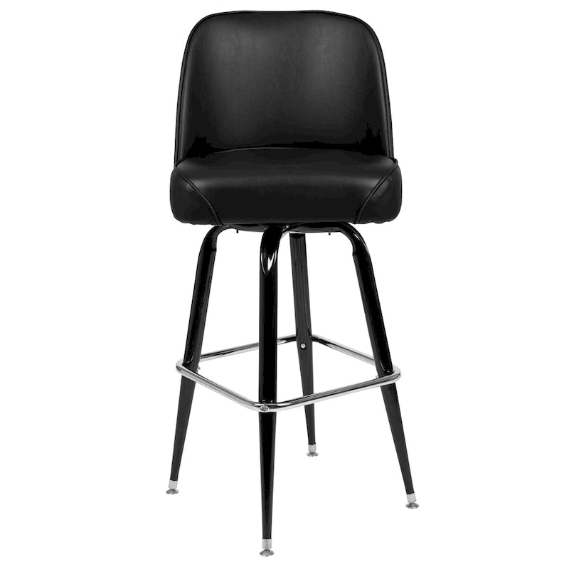 Metal Swivel Bar Stool with Vinyl Seat and Footrest, Set of 2