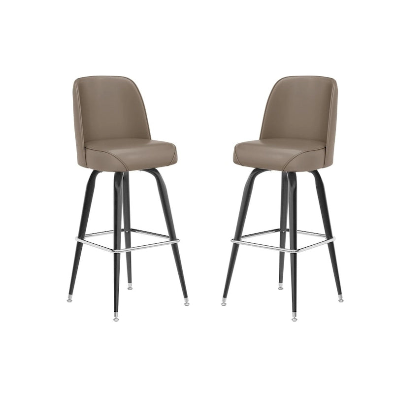Metal Swivel Bar Stool with Vinyl Seat and Footrest, Set of 2