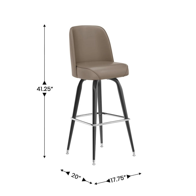 Metal Swivel Bar Stool with Vinyl Seat and Footrest, Set of 2