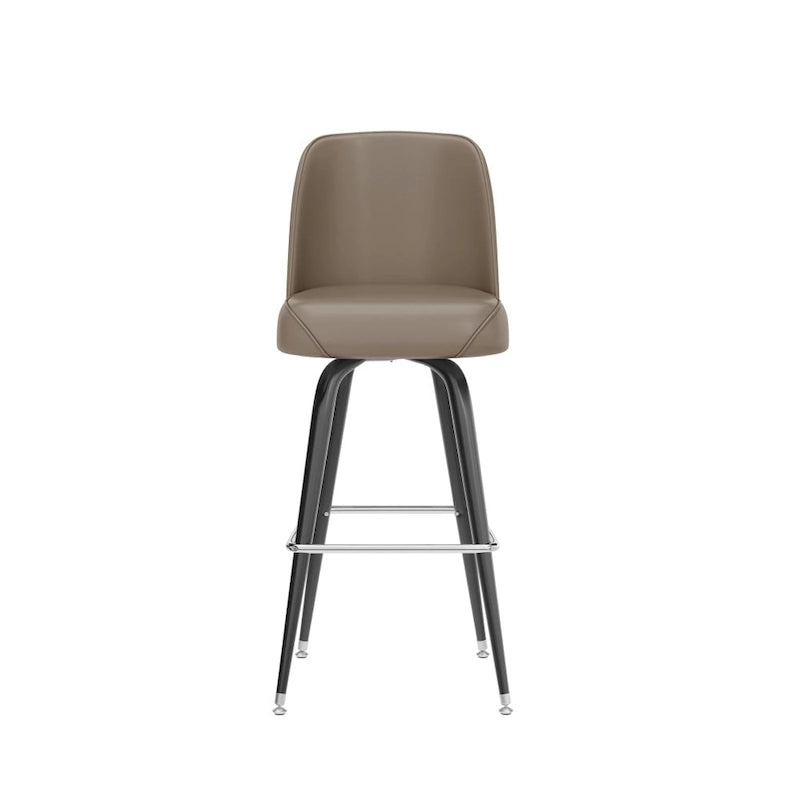 Metal Swivel Bar Stool with Vinyl Seat and Footrest, Set of 2