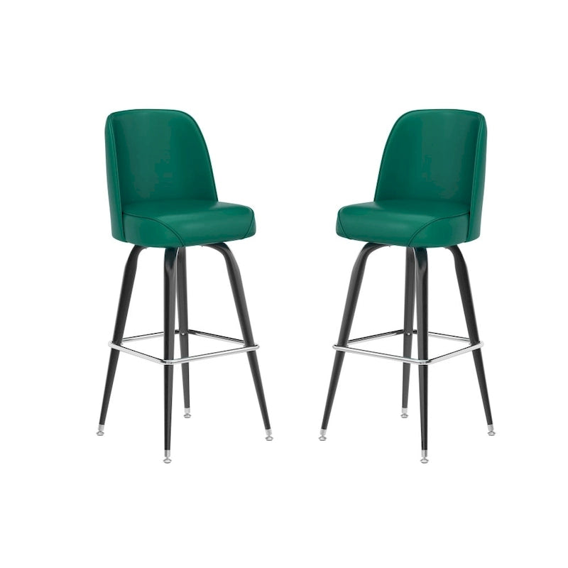 Metal Swivel Bar Stool with Vinyl Seat and Footrest, Set of 2
