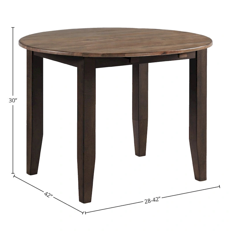 Black and Walnut Round Drop Leaf