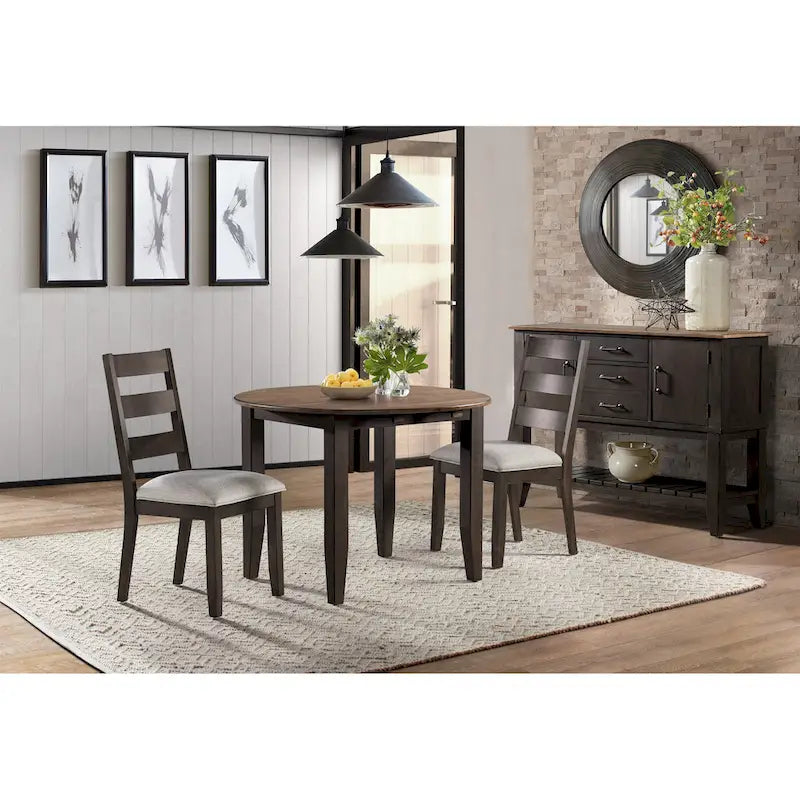 Black and Walnut Round Drop Leaf