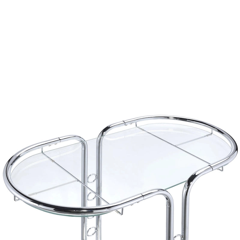 Chrome and Glass Serving Cart with Wine Holder and Stemware Rack