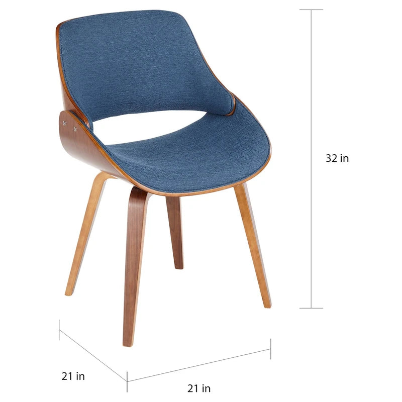 Mid-Century Modern Upholstered Dining Chair with Wood Frame, Set of 1