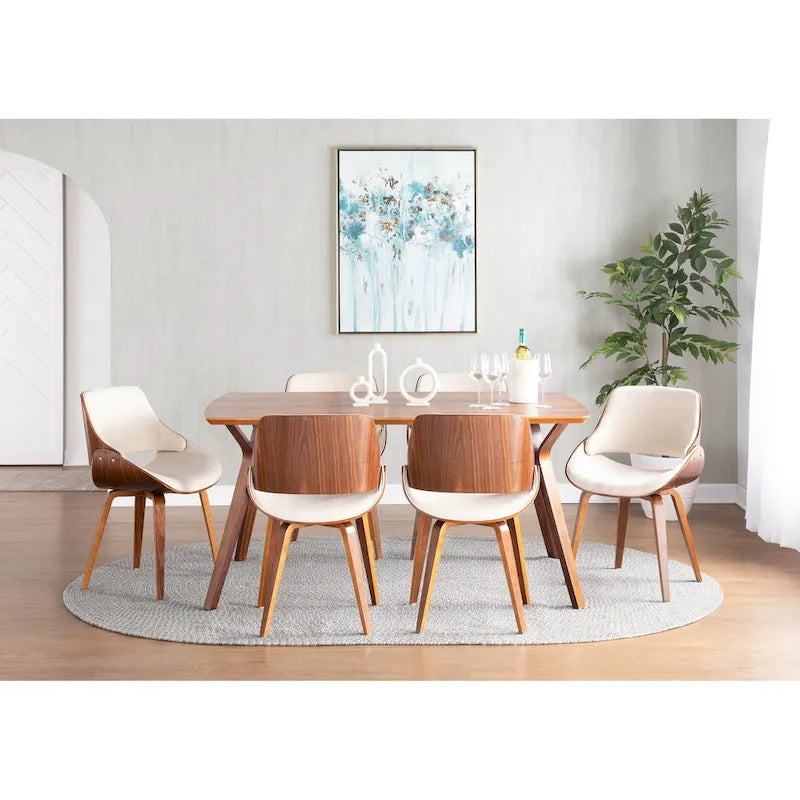 Mid-Century Modern Upholstered Dining Chair with Wood Frame, Set of 1