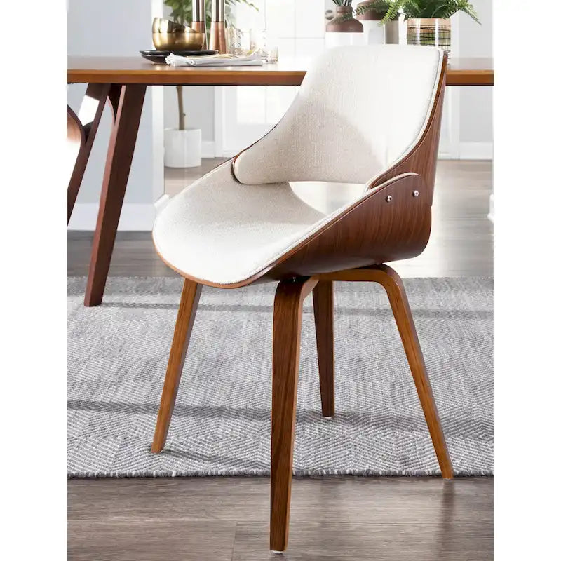Mid-Century Modern Upholstered Dining Chair with Wood Frame, Set of 1