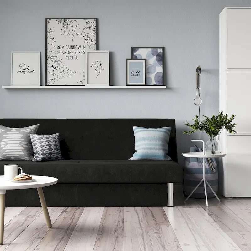 Tufted Microfiber Storage Futon Sofa with Pull-Out Compartments