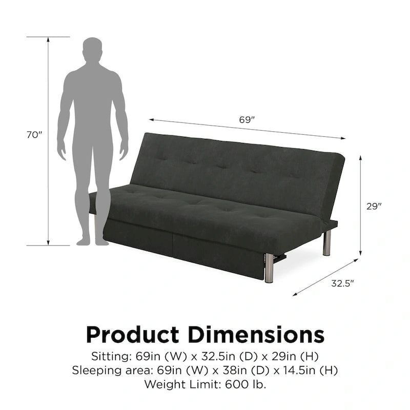 Tufted Microfiber Storage Futon Sofa with Pull-Out Compartments