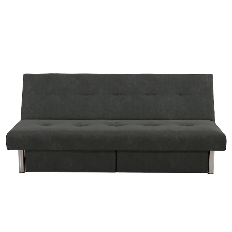 Tufted Microfiber Storage Futon Sofa with Pull-Out Compartments